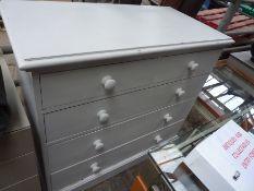 Grey painted pine chest of two over three graduated drawers