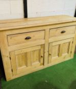 Antique pine sideboard with two drawers over two cupboards