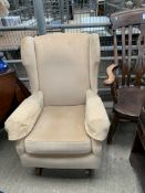 Wood frame upholstered rocking chair