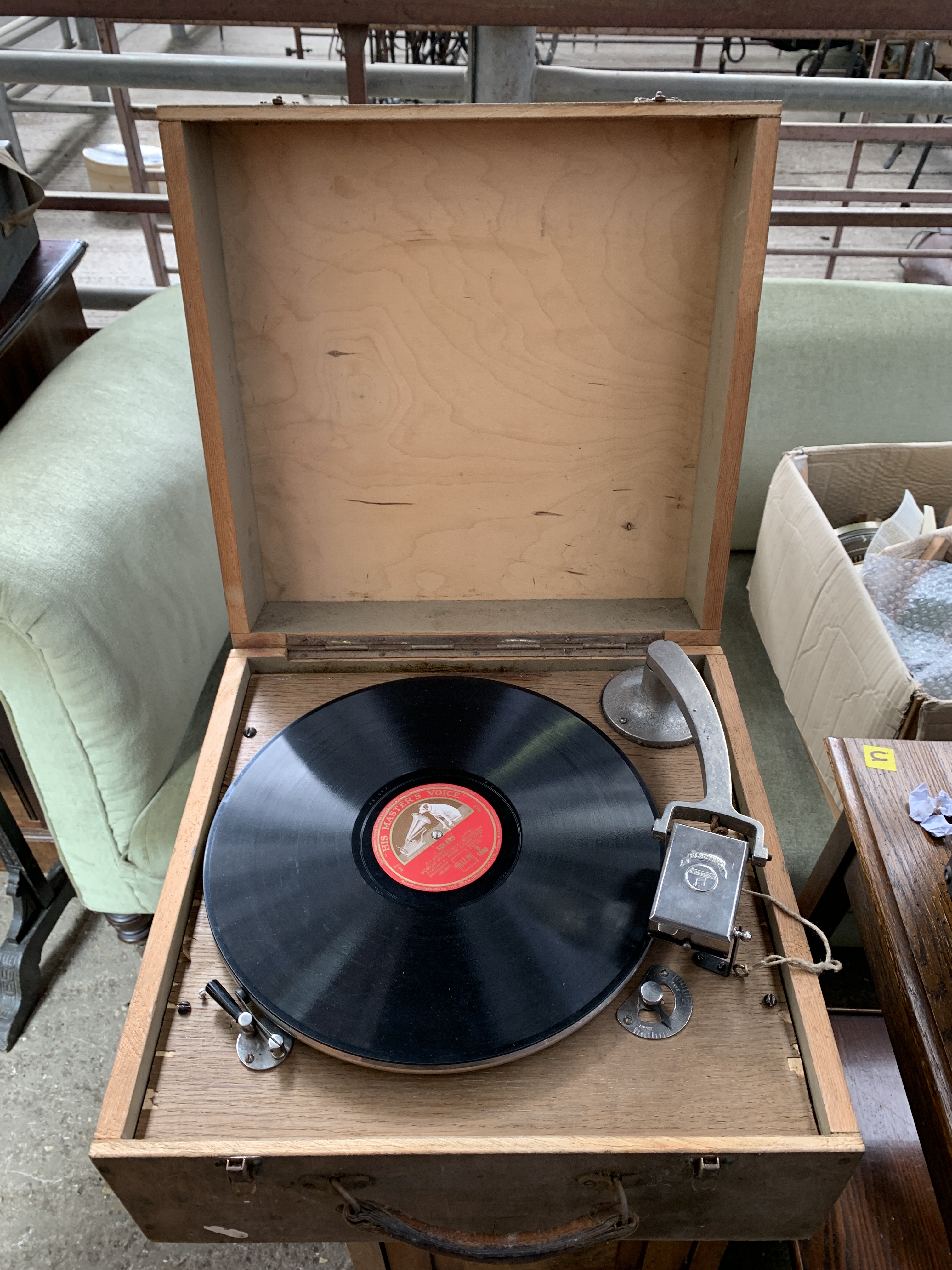 Boxed wind-up gramophone with early Columbia Electric stylus - Image 4 of 4