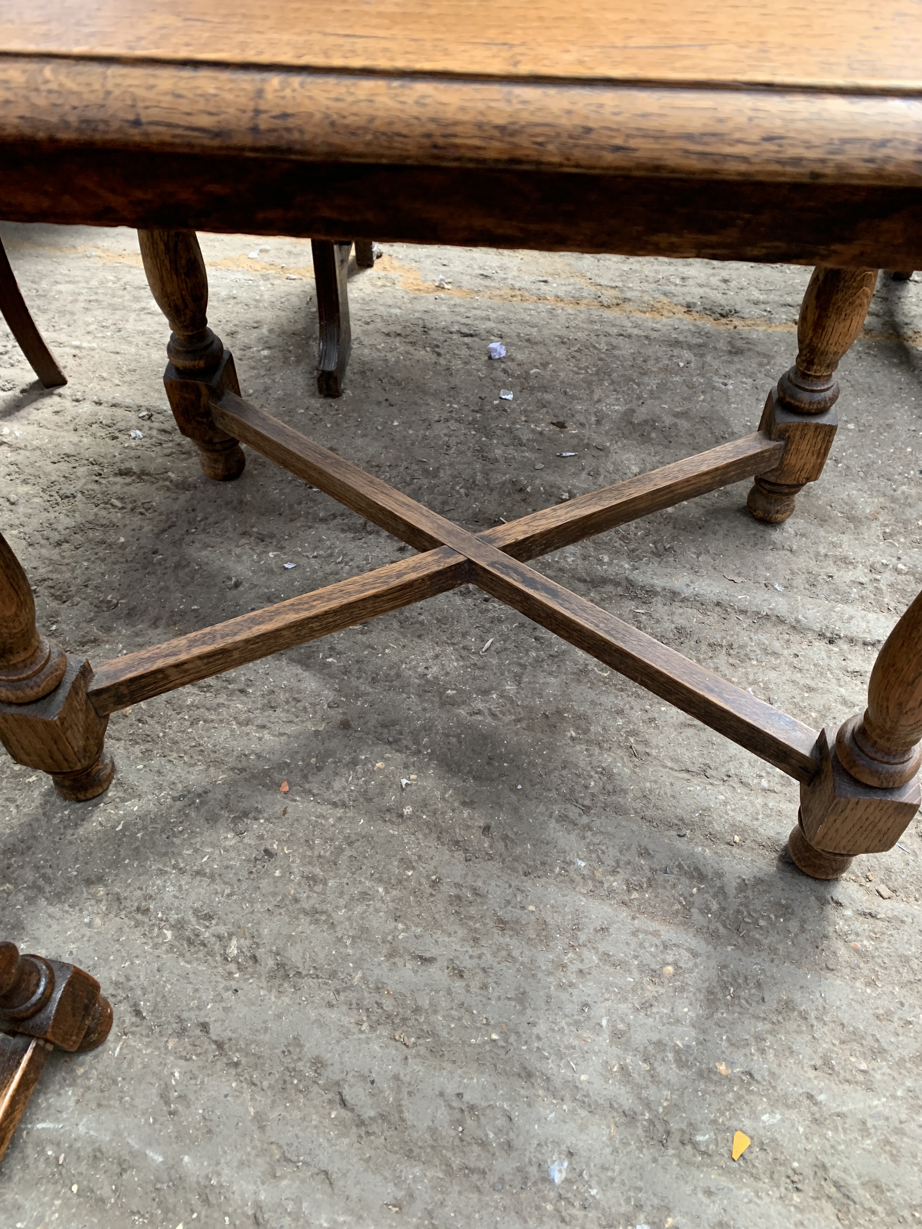 Mahogany hexagonal side table; garden chair; oak footstool; oak side table and mahogany table - Image 6 of 12