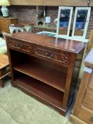 Mahogany veneer open bookcase