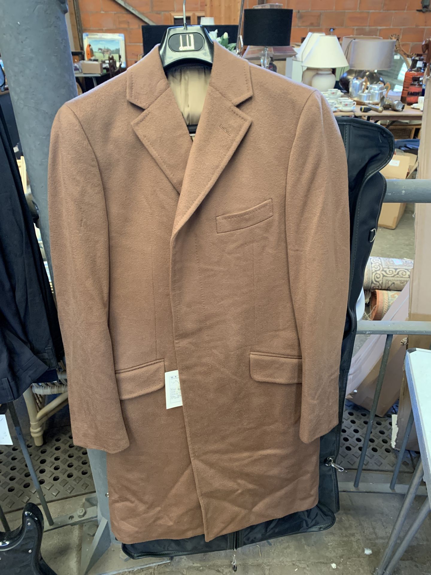 Dunhill 100% cashmere camel coloured coat, and 5 pairs of Dunhill trousers