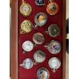 39 quartz pocket watches by Hachette, in 3 drawer cabinet