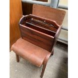 Wooden magazine rack and a 1950's plywood stackable chair