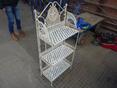 White painted metal plant stand