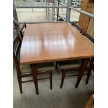 Meredew teak extendable table with four ladder back chairs