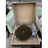 Boxed wind-up gramophone with early Columbia Electric stylus