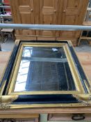 Black and gilt bevelled edge wall mirror