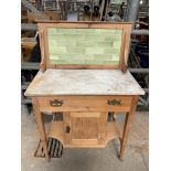 Pine wash stand on casters