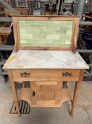 Pine wash stand on casters