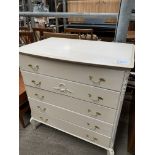 Cream painted French style chest of 4 drawers