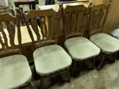 Set of four turned oak framed dining chairs