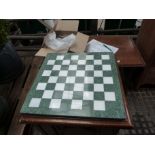 Marble effect chess set and board