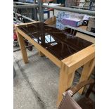Laminate and smoked glass side table