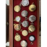 40 quartz pocket watches by Hachette, in 3 drawer cabinet