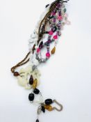 Six various gemstone necklaces