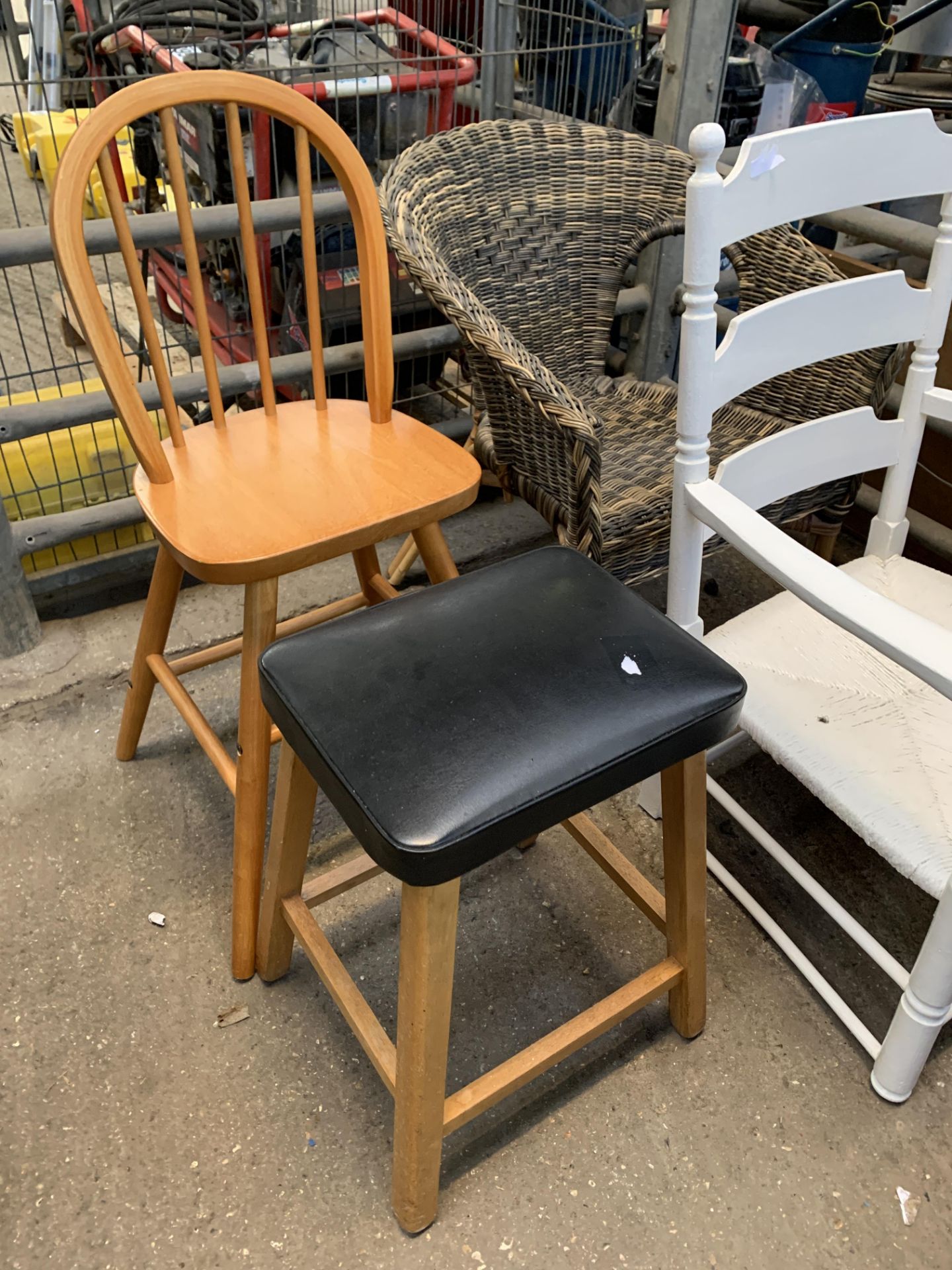 A group of three chairs and a stool - Image 3 of 4
