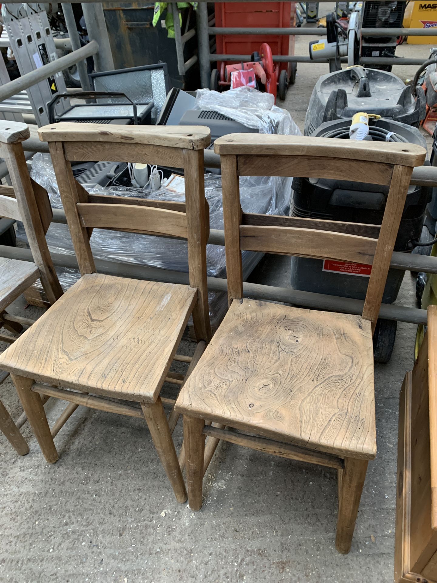 Three old elm seat Chapel chairs - Image 2 of 3