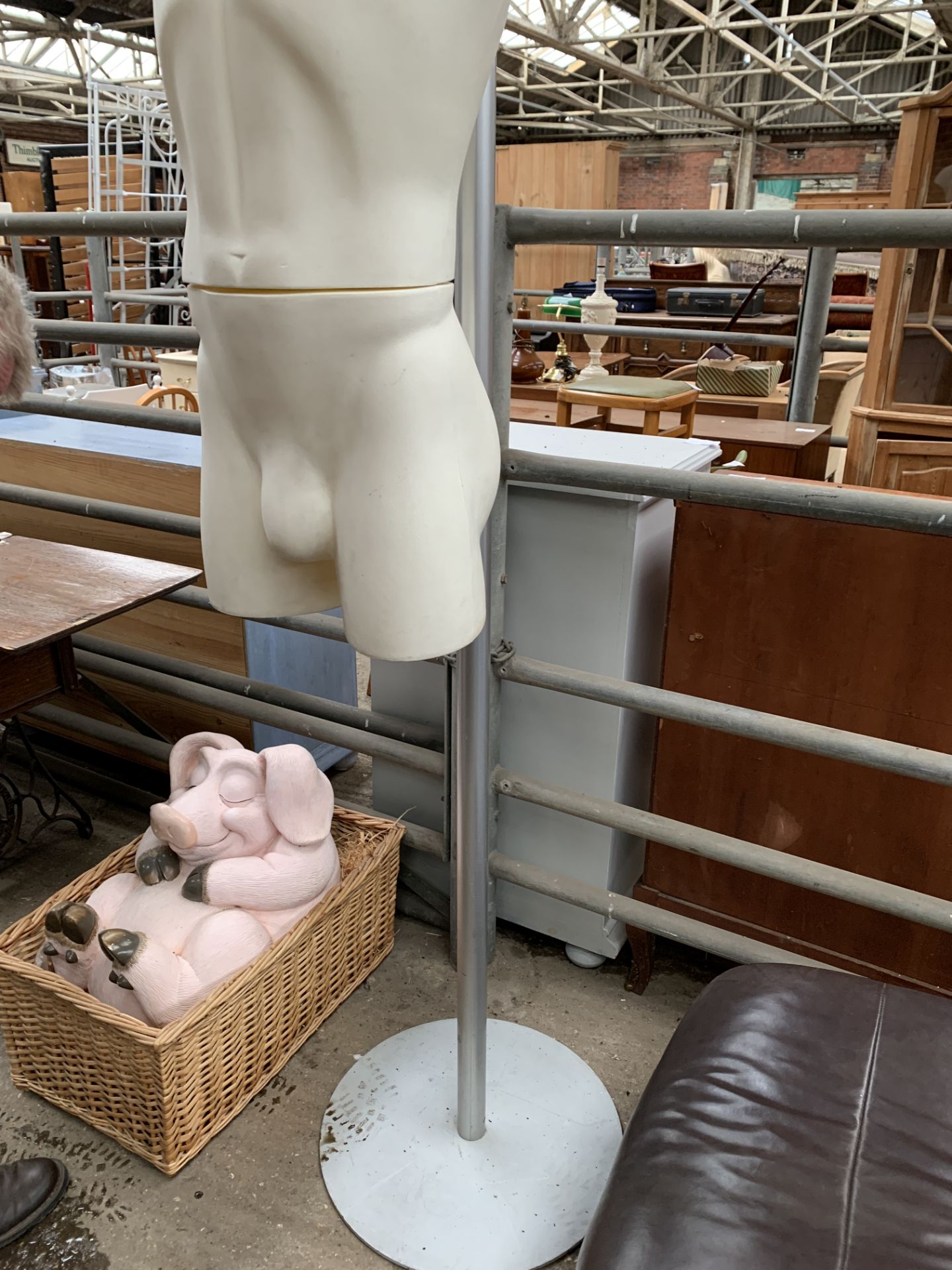 ALU male torso mannequin hanging from a metal support stand - Image 2 of 3