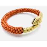 18ct French gold and coral bangle