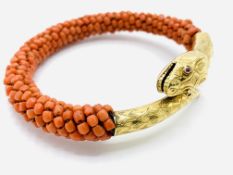 18ct French gold and coral bangle