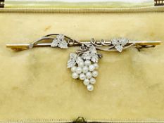 15ct gold and platinum 'grape' brooch by Garrard & Co.