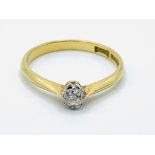 18ct Yellow gold and platinum small solitaire diamond ring
