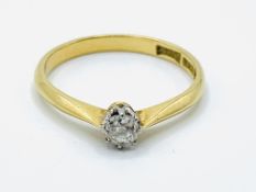 18ct Yellow gold and platinum small solitaire diamond ring