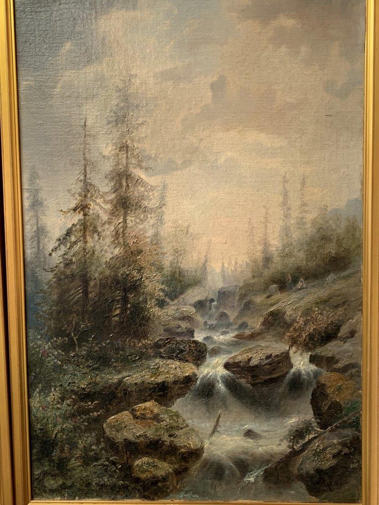 A pair of framed oils on canvas mountain river scenes by Heinrich Kolbe (1771-1836) - Image 7 of 7