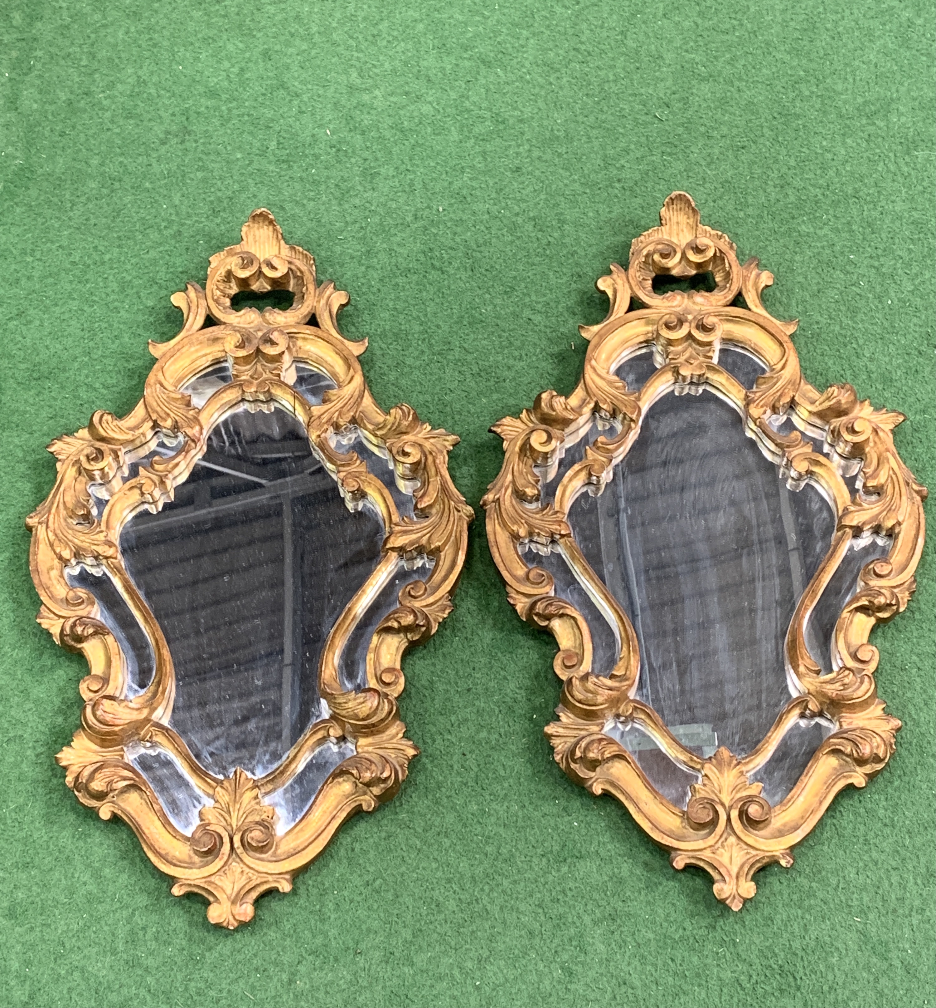 Two gilt wood French style decorative wall mirror