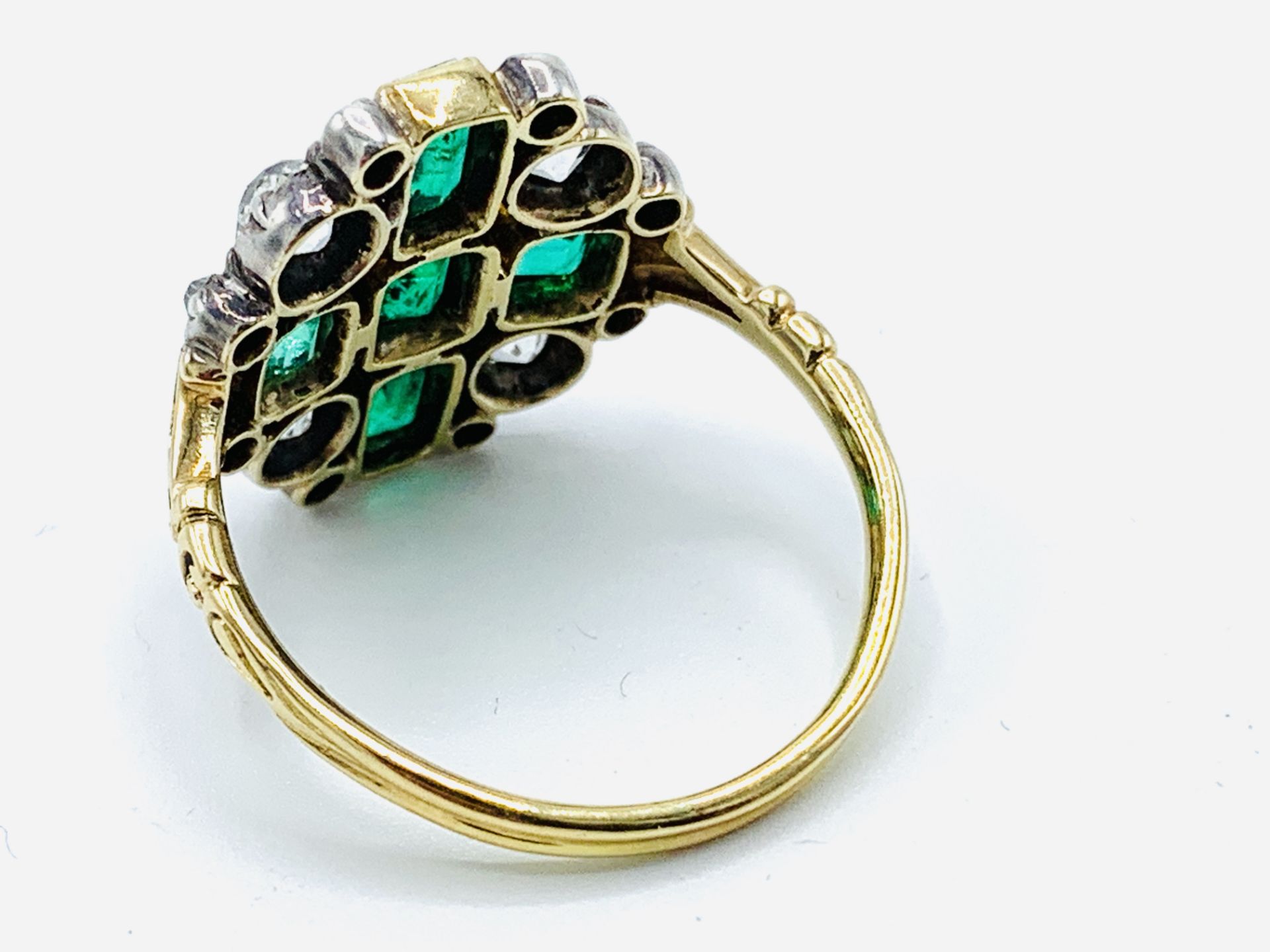 Yellow gold emerald and diamond ring - Image 2 of 5