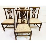 A group of four 19th Century mahogany framed Chippendale style chairs