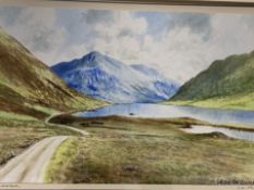 Framed and glazed watercolour of Doolough, County Mayo