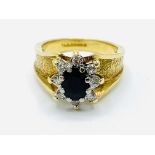 18ct gold 1970’s sapphire and diamond cluster ring