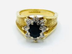 18ct gold 1970’s sapphire and diamond cluster ring