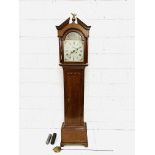 Mahogany long case clock by Clarke of Long Buckby, movement by Wilson