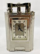 Dunhill limited edition white metal cased clock and table lighter combined, 129/200