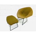 A Harry Bertoia diamond chair with footstool