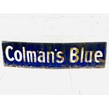 Enamel advertising sign for "Coleman's Blue",