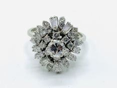 18ct white gold multi-tier diamond cluster ring