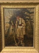 A gilt framed oil on board portrait of an elderly gentleman