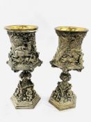 Two 19th Century German silver plate over copper chalices
