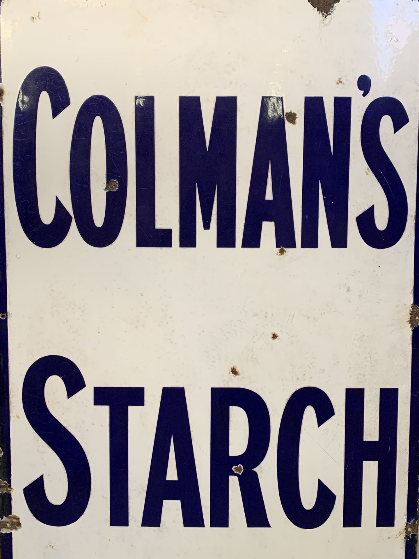 Blue and white enamel advertising sign "Colman's Starch" - Image 3 of 3