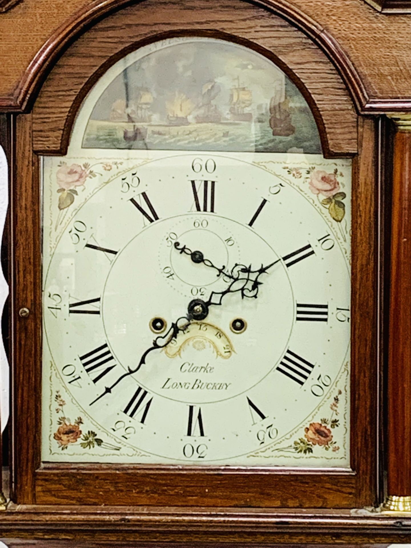 Mahogany long case clock by Clarke of Long Buckby, movement by Wilson - Image 2 of 9