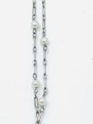 18ct white gold and pearl longuard necklace