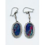 Black opal and diamond drop earrings
