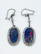 Black opal and diamond drop earrings