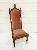 Oak framed high back hall chair