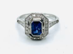 White gold sapphire and diamond ring